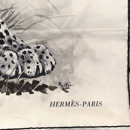 Hermes Silk Panthera Pardus Scarf 140 Black White Anthracite 2 of 3