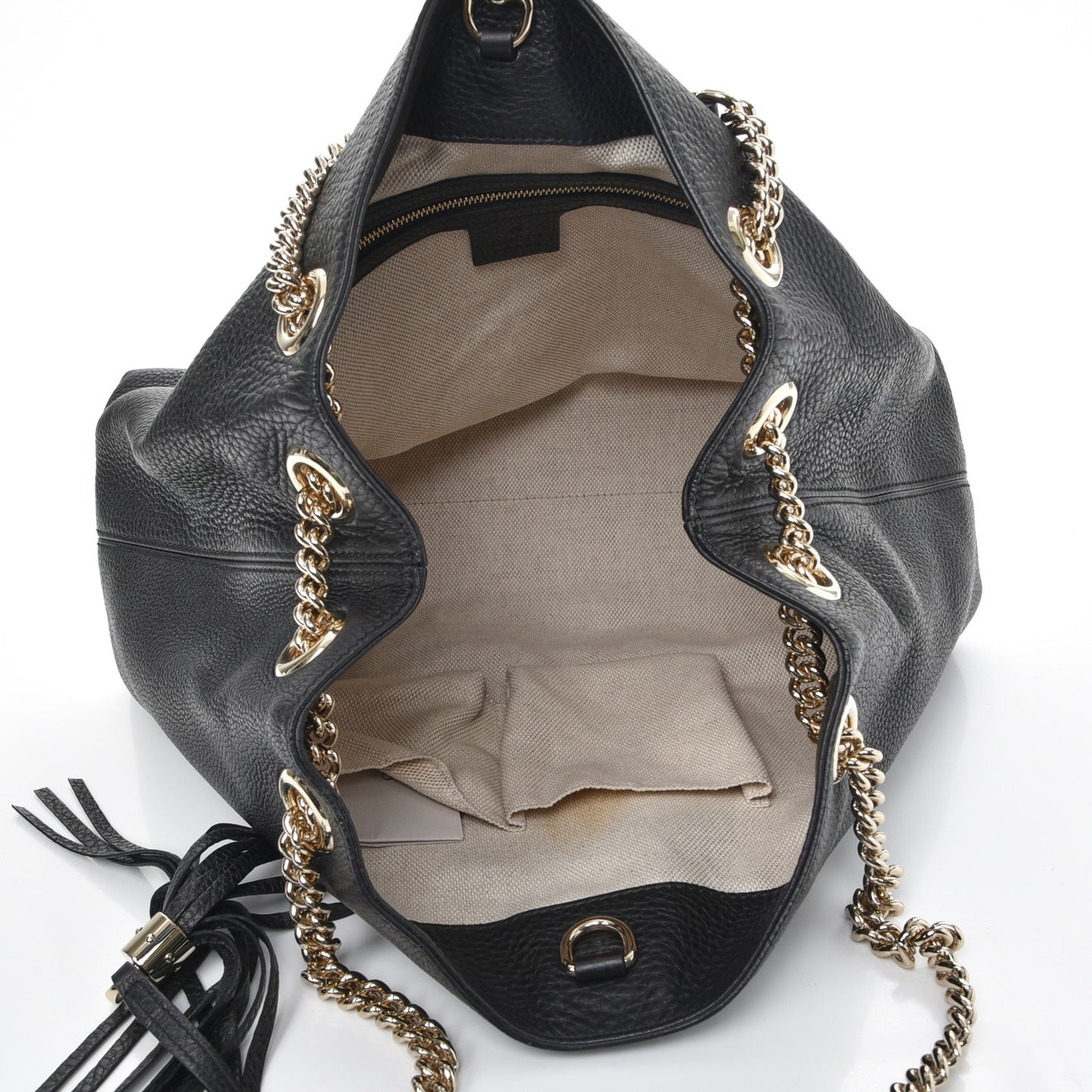 Pebbled Calfskin Medium Soho Chain Shoulder Bag Black