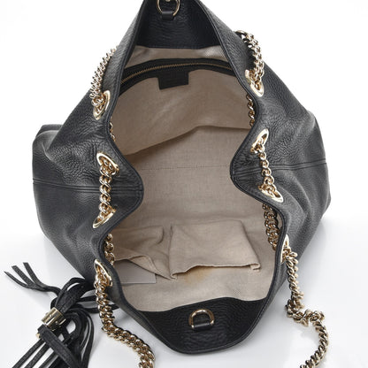 Gucci Pebbled Calfskin Medium Soho Chain Shoulder Bag Black 5 of 7