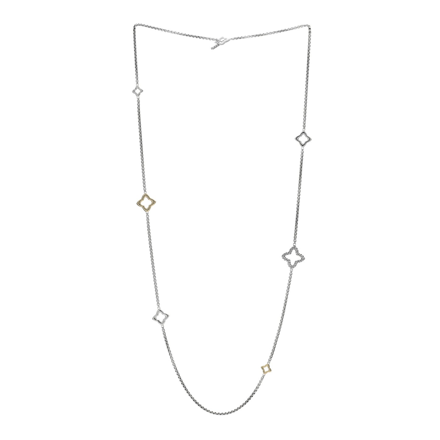 Sterling Silver 14K Yellow Gold Quatrefoil Necklace