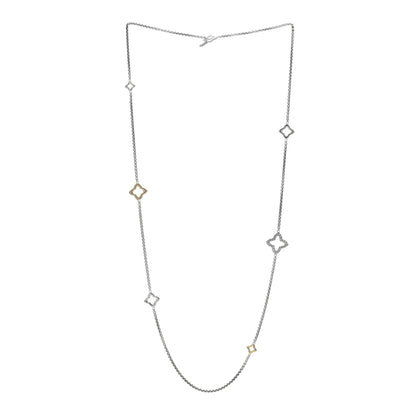 David Yurman Sterling Silver 14K Yellow Gold Quatrefoil Necklace 3 of 4