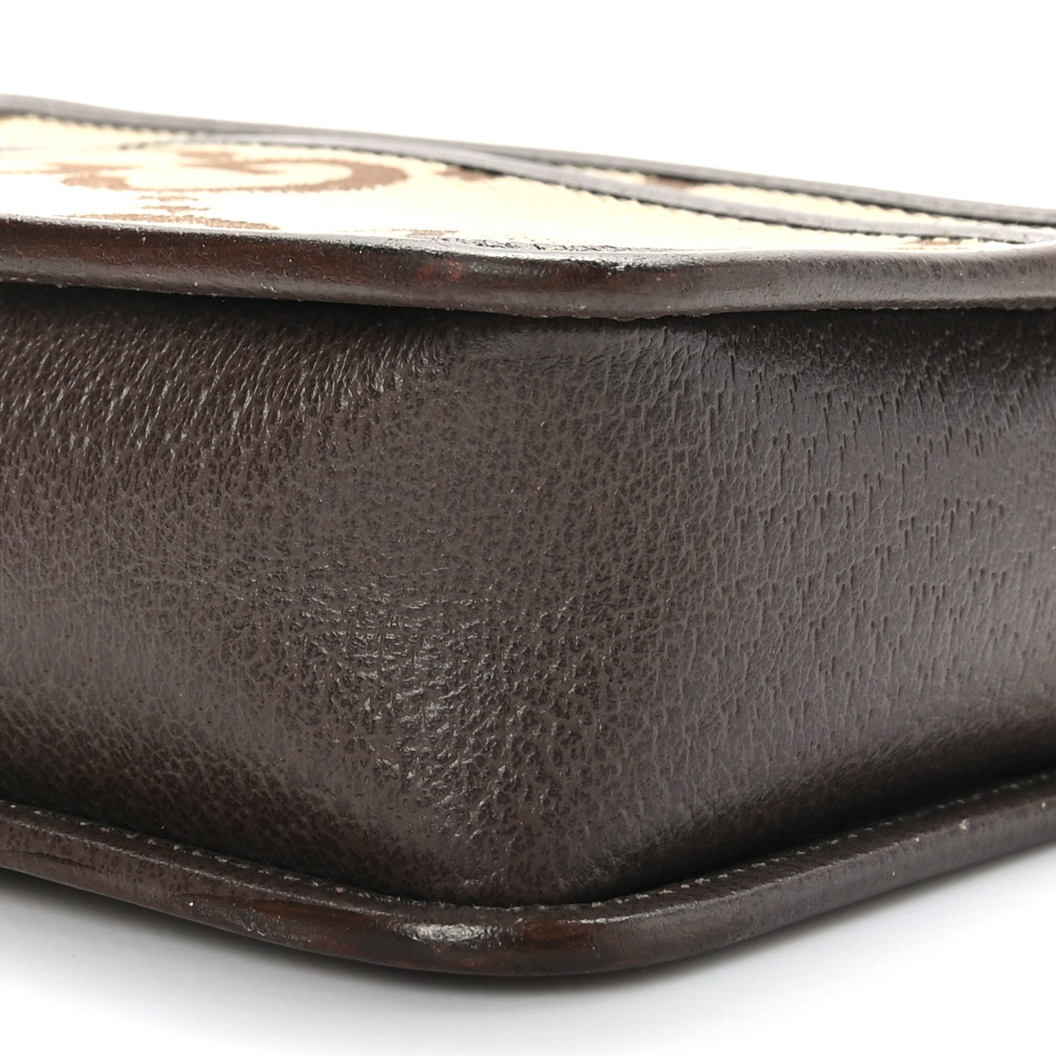 Gucci Monogram Jumbo GG Textured Dollar Calfskin Web Mini Crossbody Bag Camel Ebony New Acero 8 of 8
