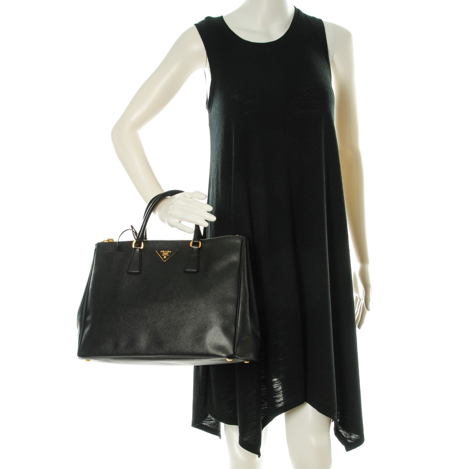 Prada Saffiano Large Galleria Double Zip Tote Black 2 of 9