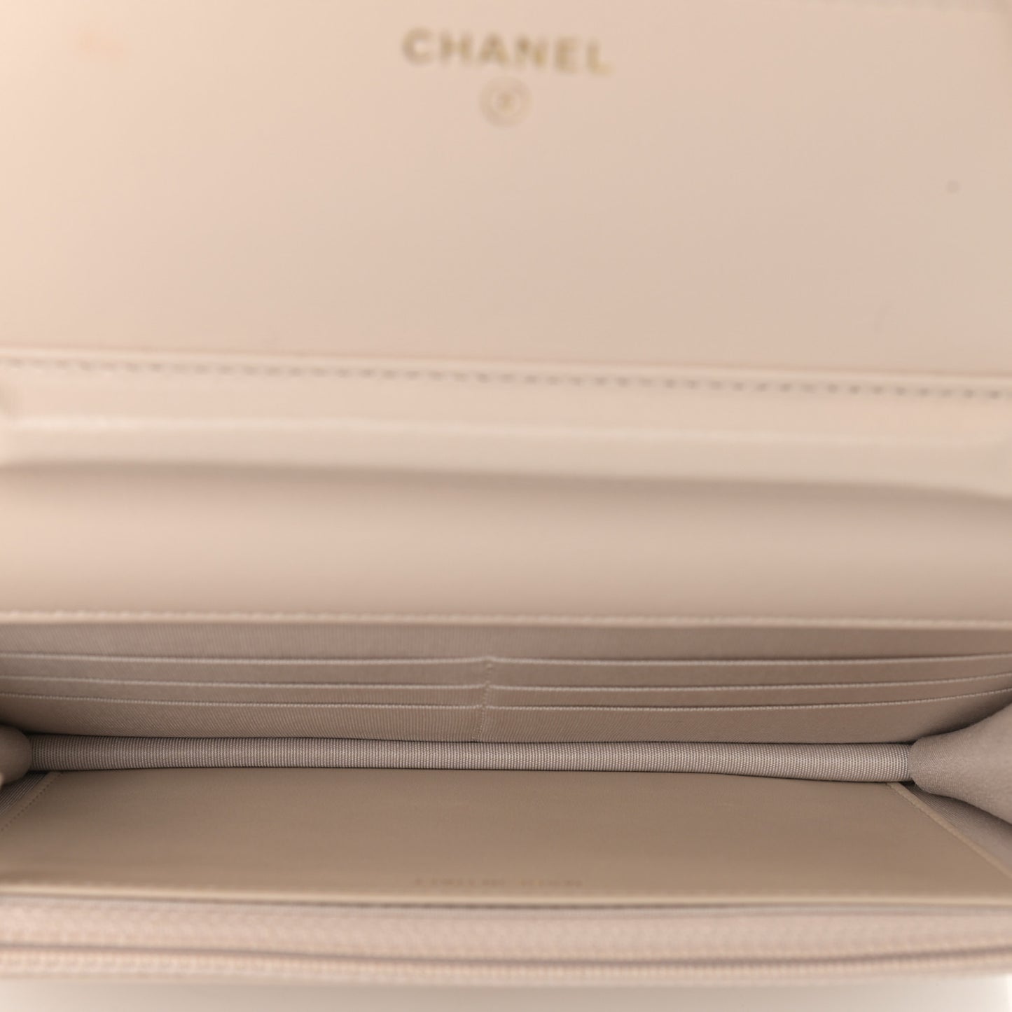 Lambskin Quilted Chain Around Wallet On Chain WOC Beige