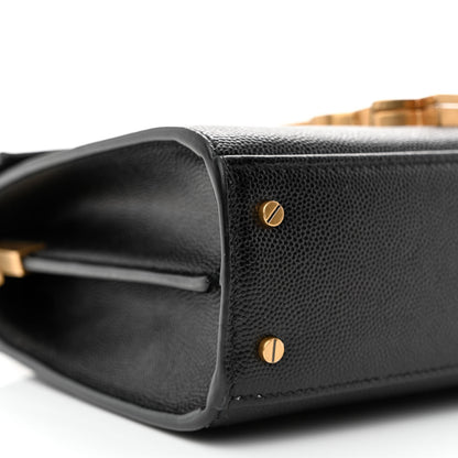 Saint Laurent Grain de Poudre Mini Classic Monogram Cassandra Top Handle Black 9 of 10