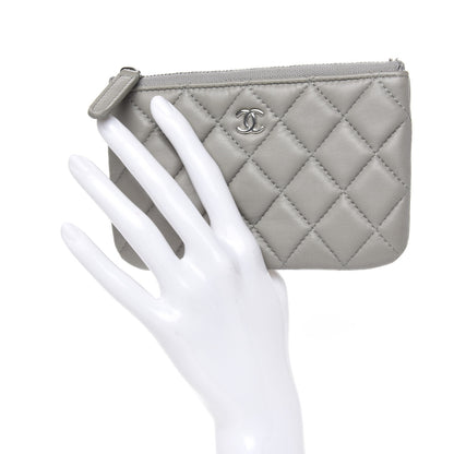 Chanel Lambskin Quilted Small Cosmetic Case Light Grey 2 of 8