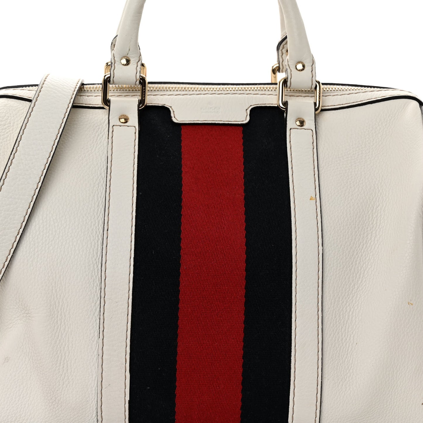 Calfskin Vintage Web Medium Boston White