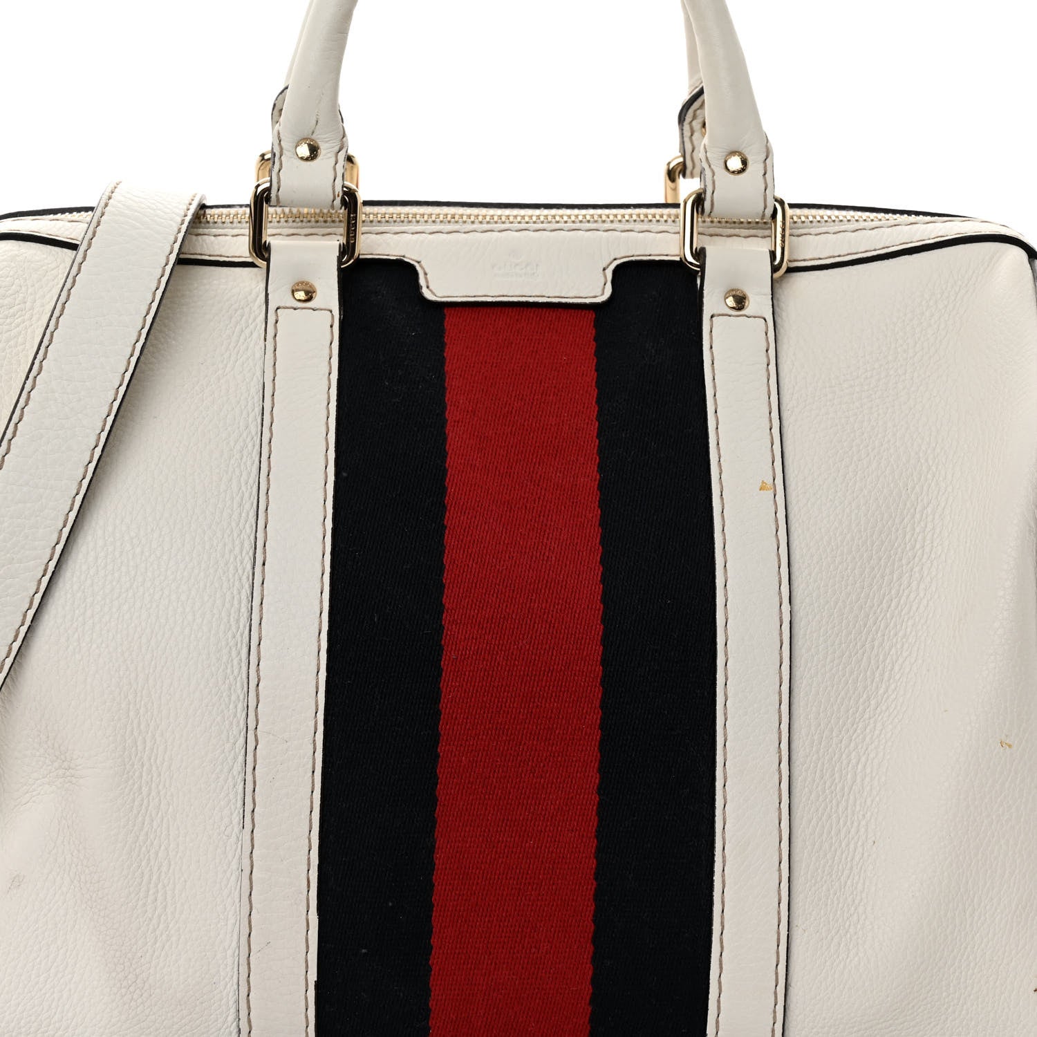 Gucci Calfskin Vintage Web Medium Boston White 8 of 13