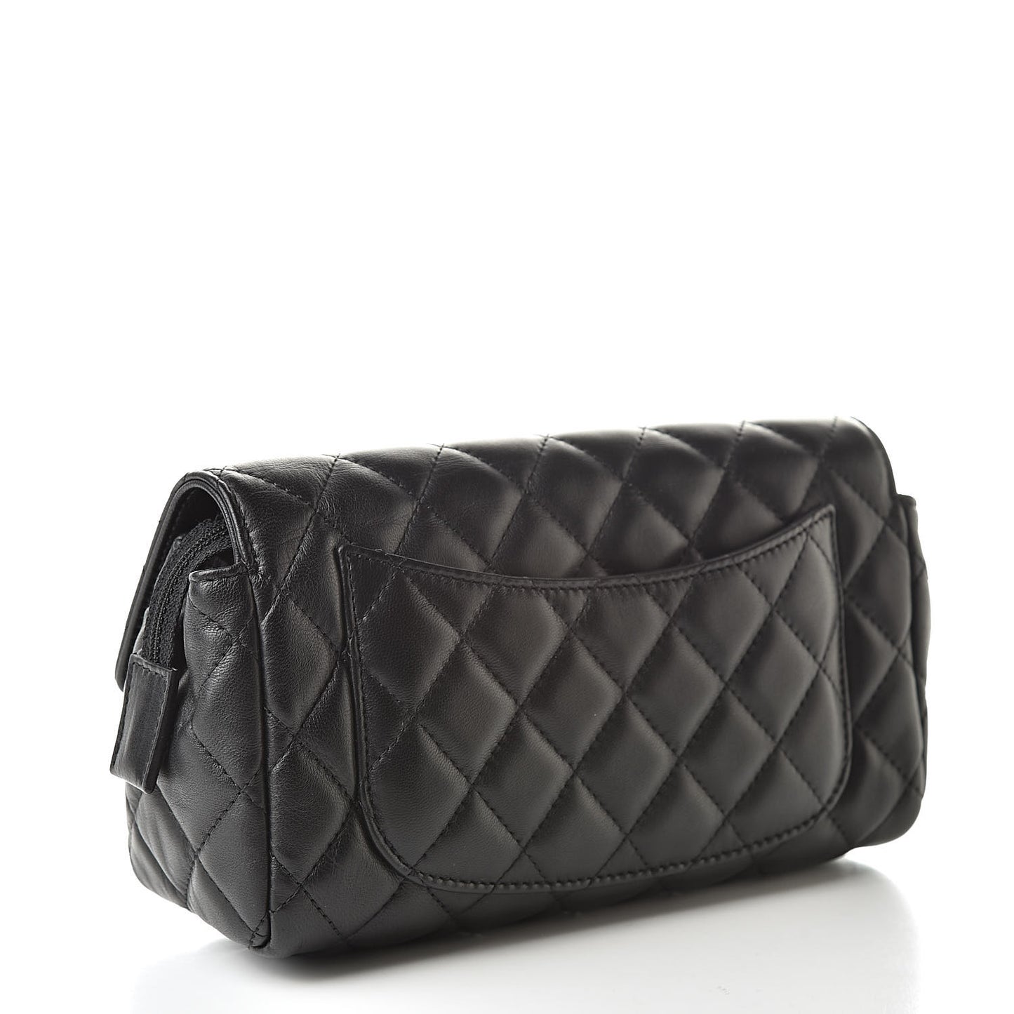 Lambskin Quilted Flap Cosmetic Case Black