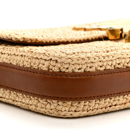 Saint Laurent Raffia Calfskin Medium Monogram Solferino Satchel Naturale Brick 9 of 13