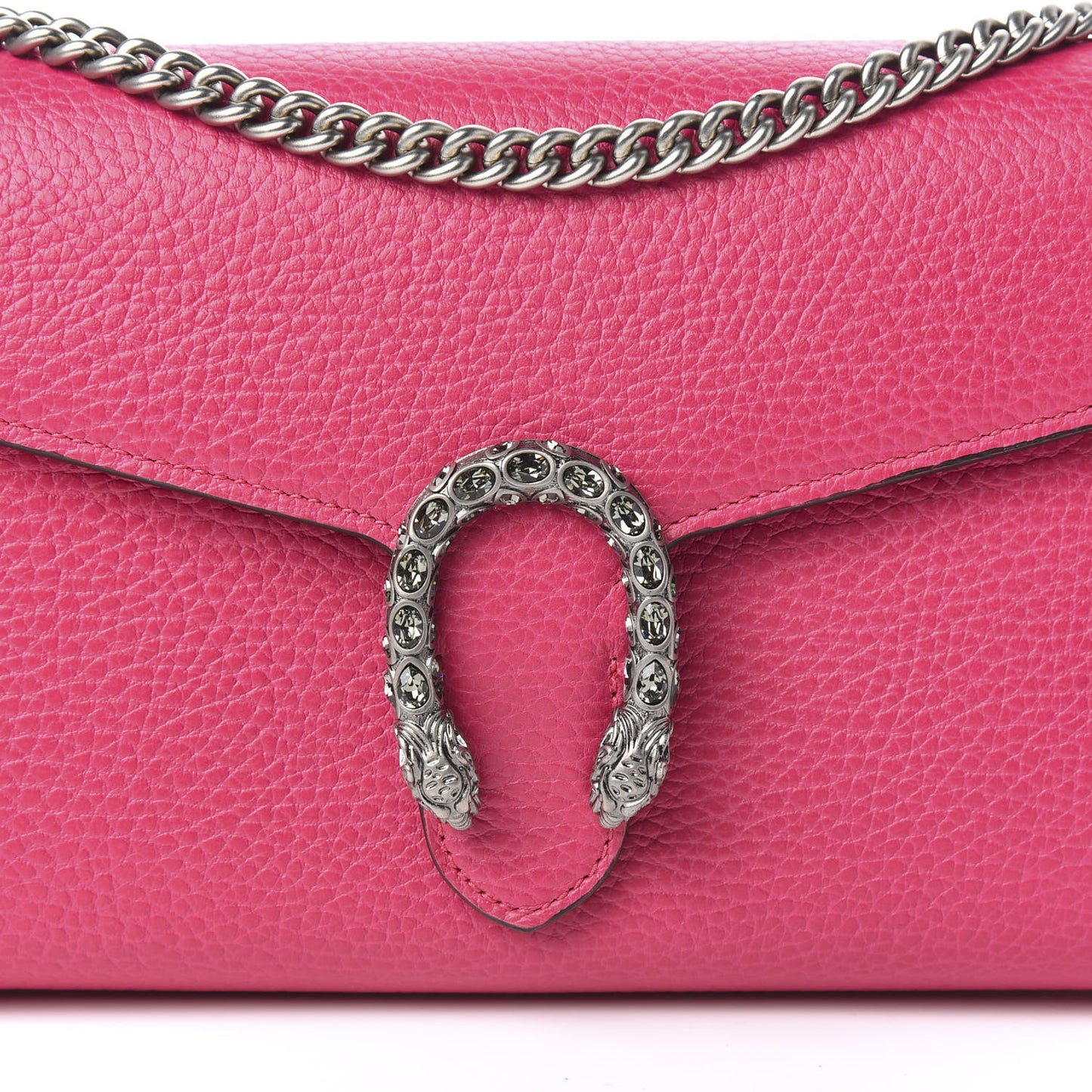 Dollar Calfskin Crystal Mini Dionysus Chain Wallet Box Pink