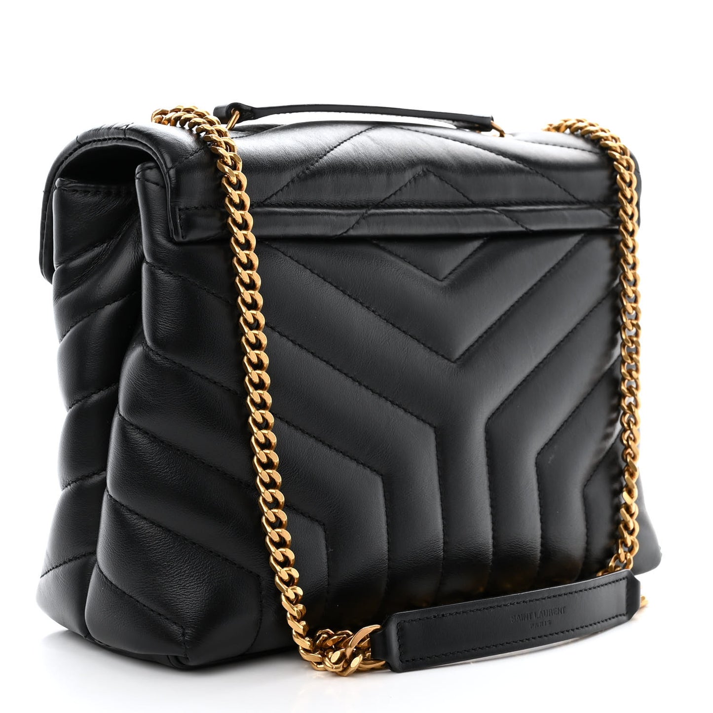 Calfskin Y Quilted Monogram Small Loulou Chain Satchel Black