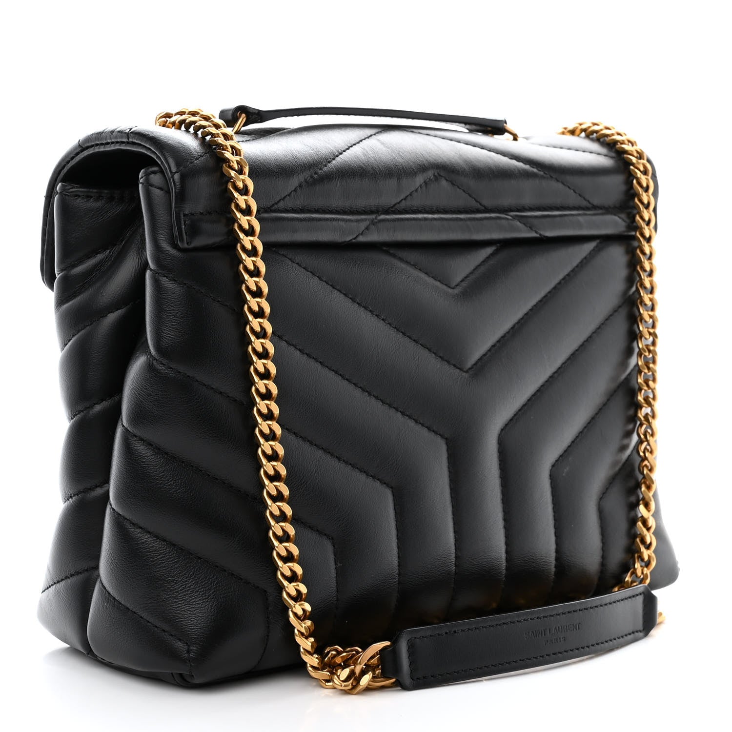 Saint Laurent Calfskin Y Quilted Monogram Small Loulou Chain Satchel Black 3 of 11