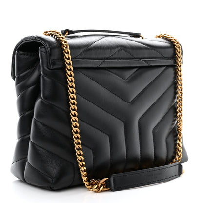 Saint Laurent Calfskin Y Quilted Monogram Small Loulou Chain Satchel Black 3 of 11