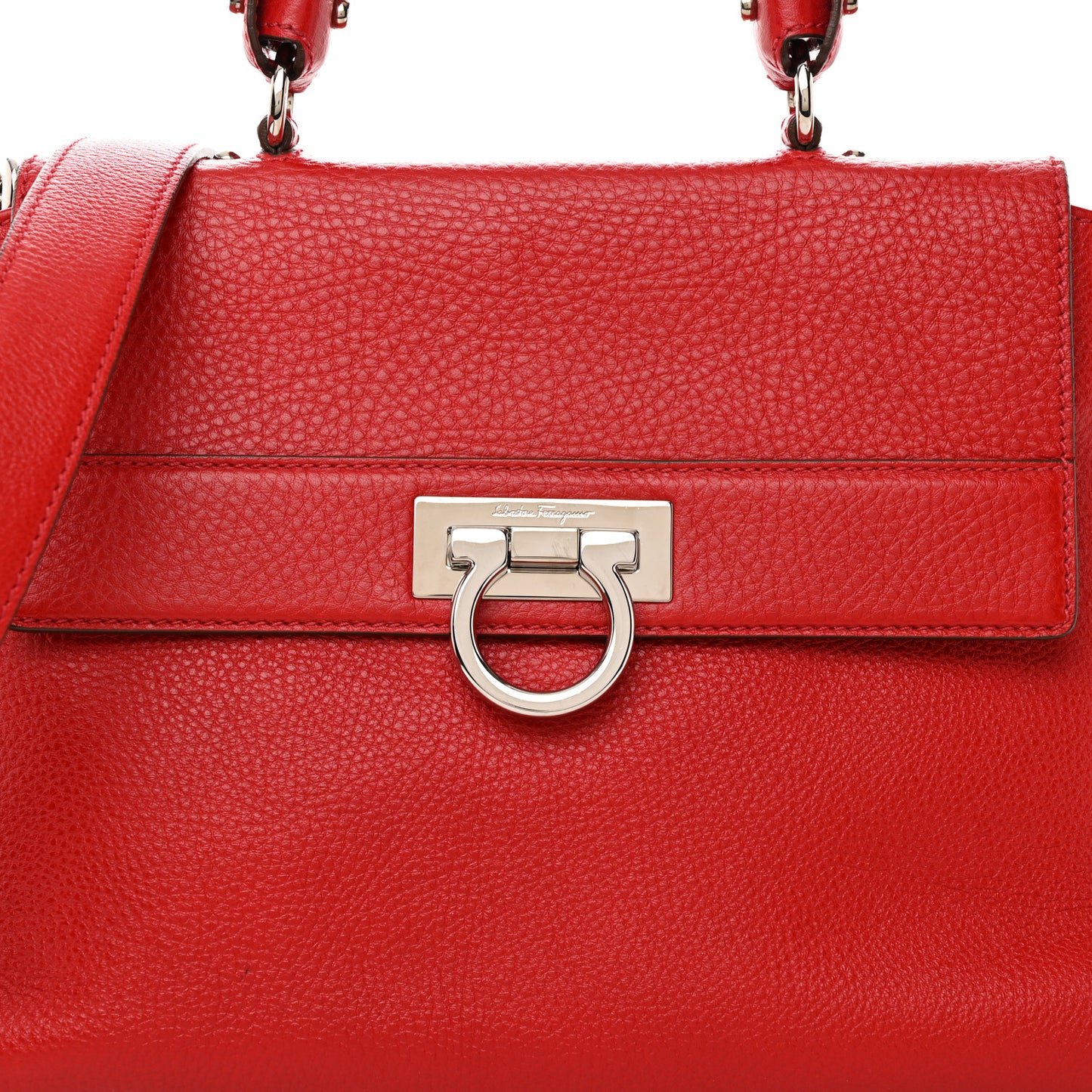 Grained Calfskin Sofia Satchel Red