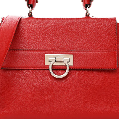 Salvatore Ferragamo Grained Calfskin Sofia Satchel Red 7 of 10