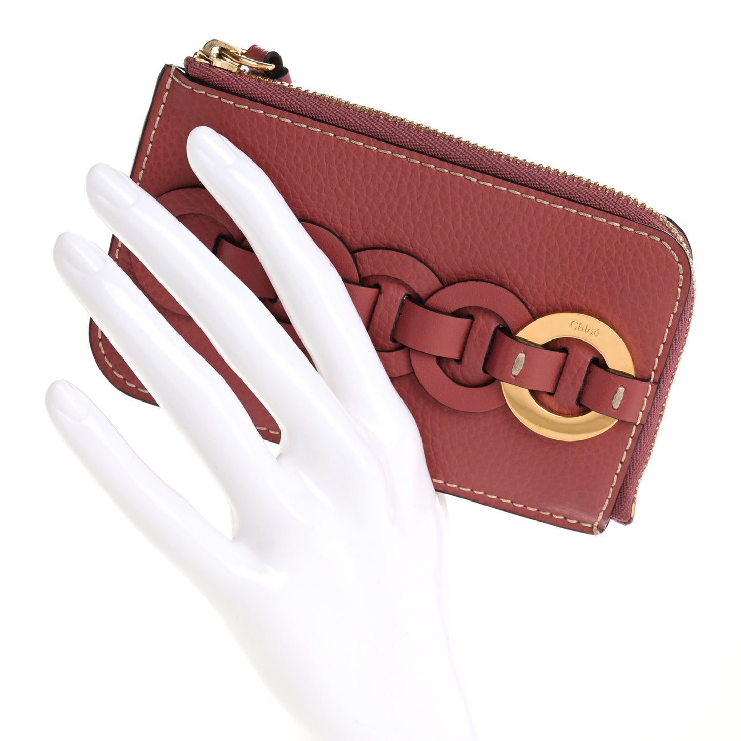 Grained Shiny Calfskin Small Darryl Coin Purse Faded Rose