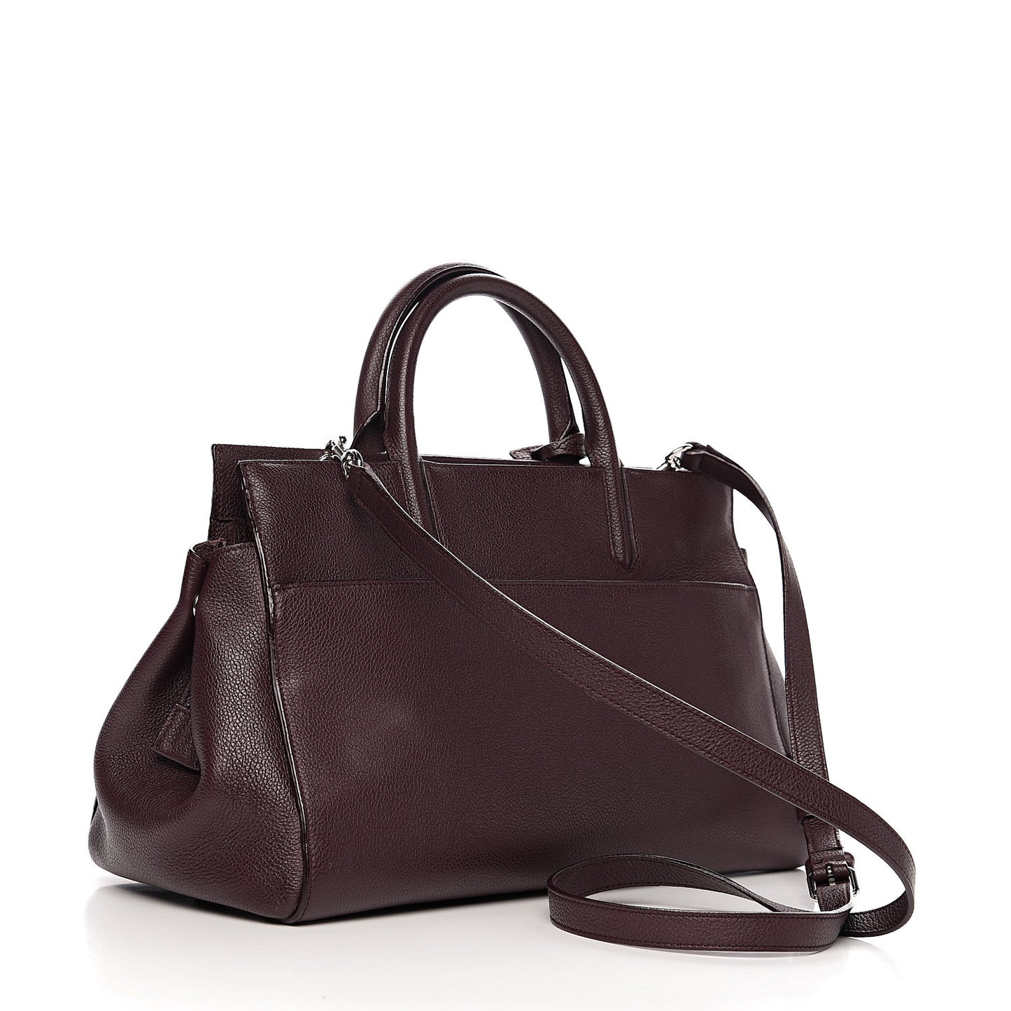 Grained Calfskin Small Cabas Rive Gauche Amaranto