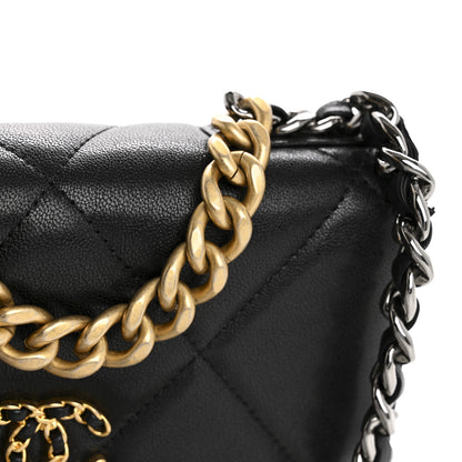 Chanel Goatskin Quilted Chanel 19 Wallet On Chain WOC Black 13 of 14