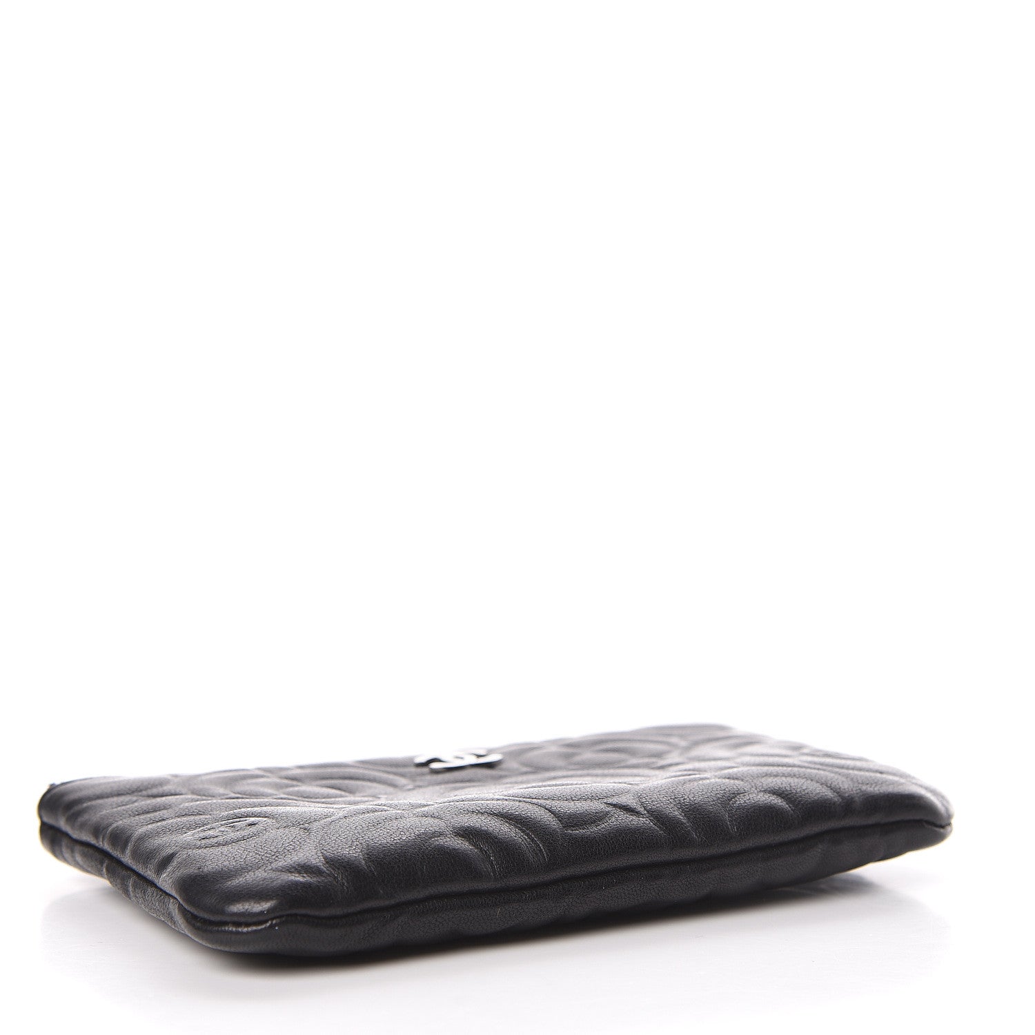 Chanel Goatskin Camellia Embossed Cosmetic Pouch Black 4 of 10