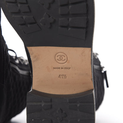 Chanel Suede Quilted CC Lace Up Combat Boots 41.5 Black 8 of 11