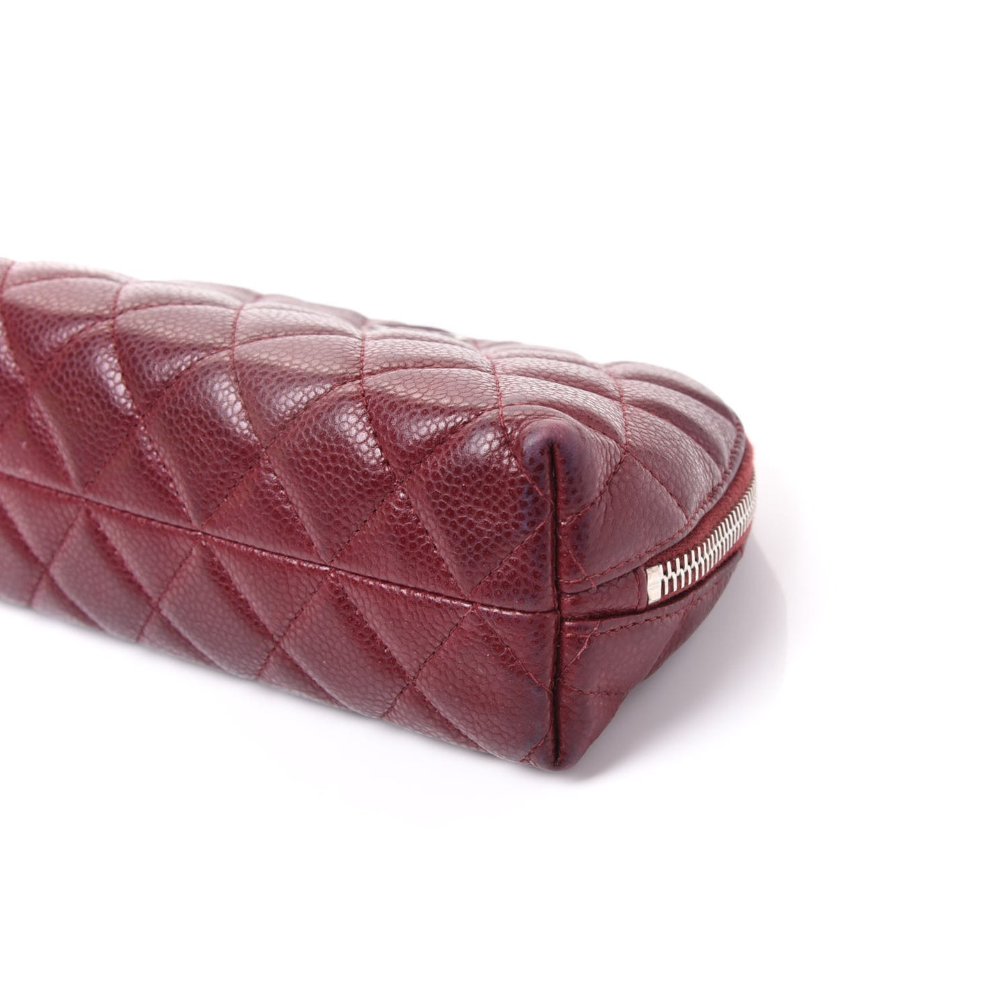 Caviar Quilted Cosmetic Case Burgundy