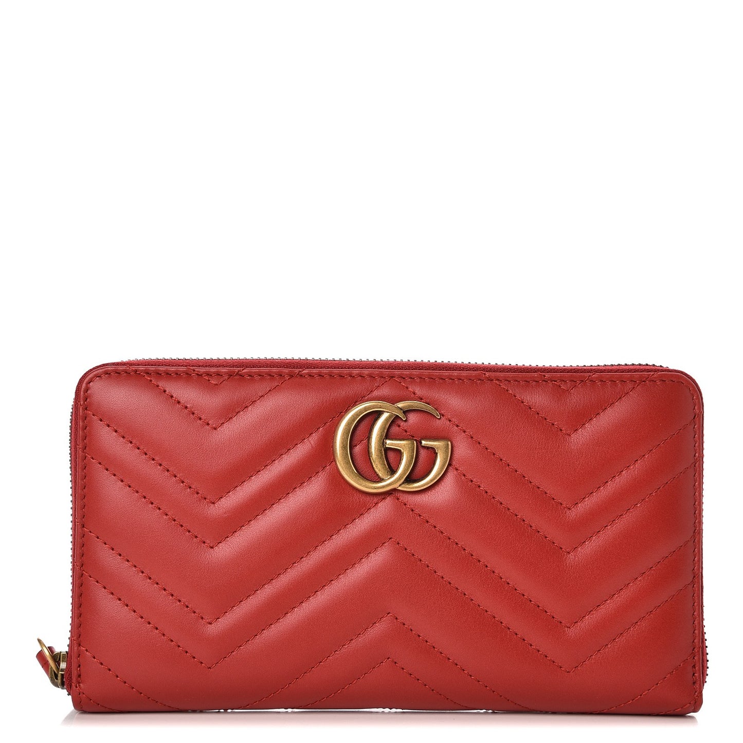 Calfskin Matelasse GG Marmont Zip Around Organizer Wallet Hibiscus Red