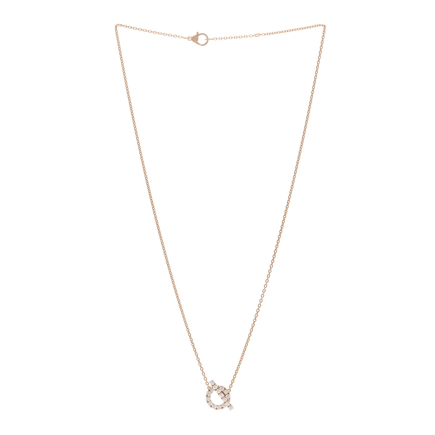 Hermes 18K Rose Gold Diamond Finesse Pendant Necklace 3 of 6