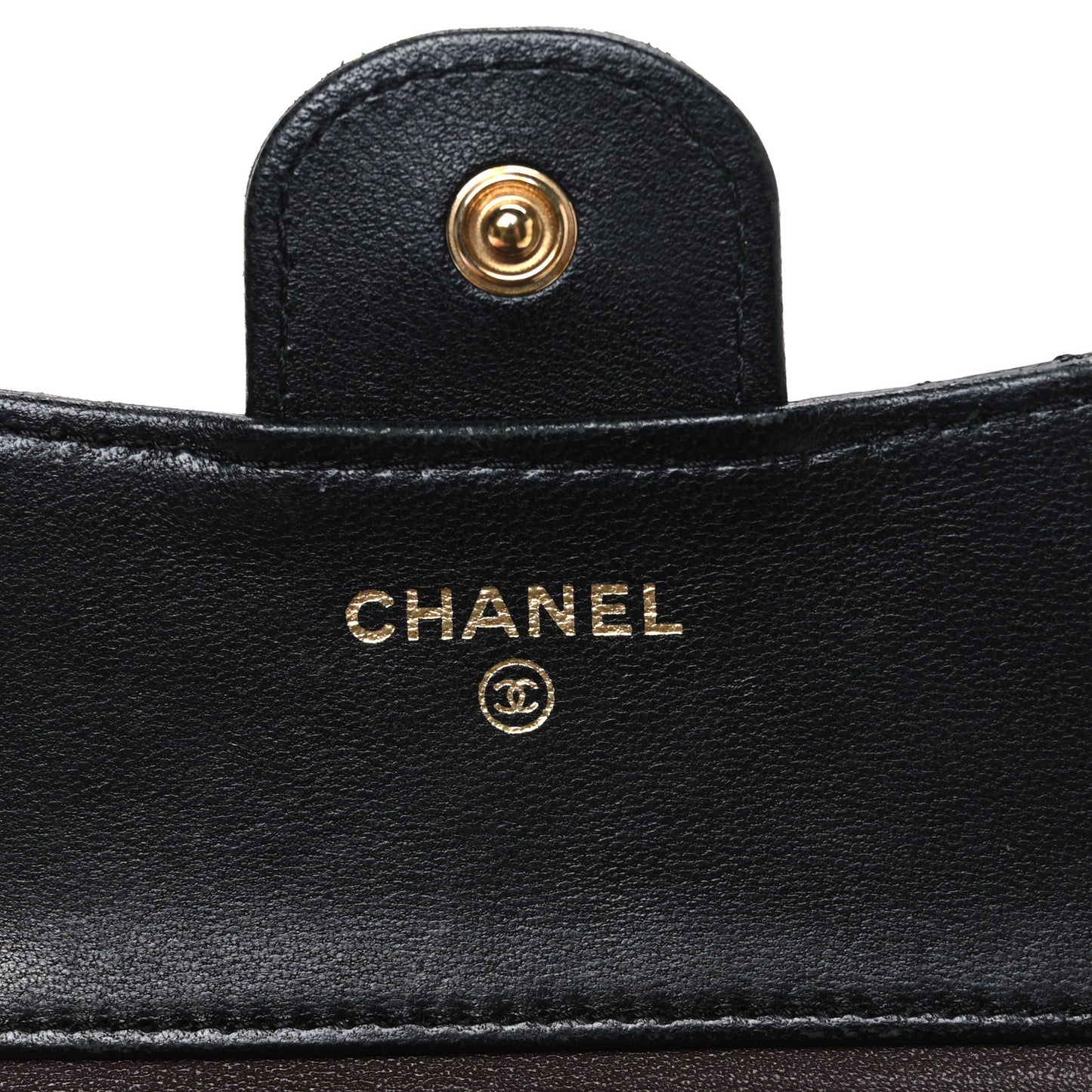 Lambskin Quilted Compact Flap Wallet Black