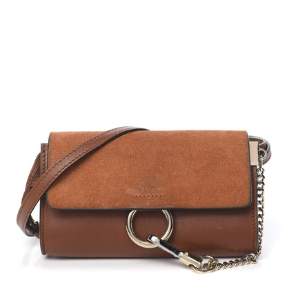 Chloe Suede Calfskin Mini Faye Shoulder Bag Tobacco 1 of 16