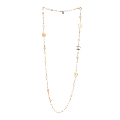 Chanel Pearl Crystal Bead Chain CC Long Necklace Gold 2 of 3