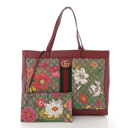 Gucci GG Supreme Monogram Flora Web Large Ophidia Tote Red 3 of 13