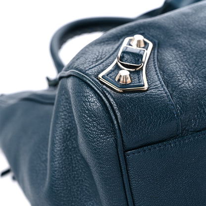 Balenciaga Chevre Silver Metallic Edge Hardware Velo Bleu Paon 8 of 12