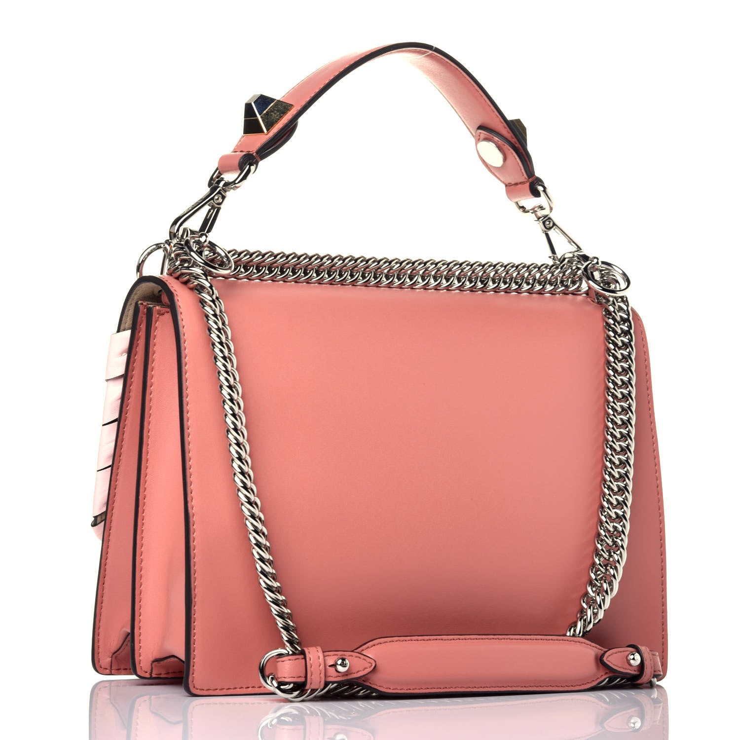 Fendi Vitello Liberty Shiny Nappa Lace Up Bow Kan I Shoulder Bag Macaron Confetto 4 of 10