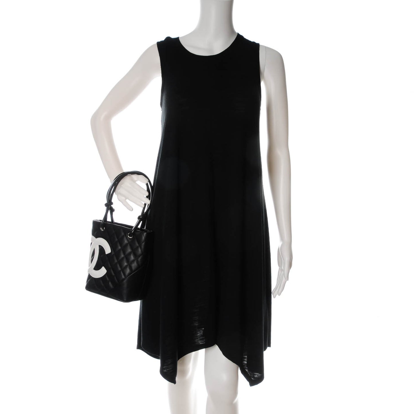 Calfskin Quilted Small Cambon Tote Black White