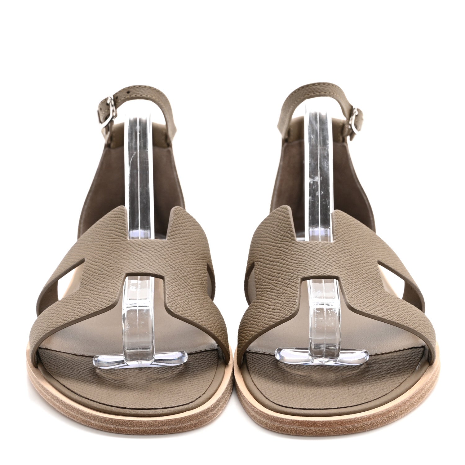 Hermes Epsom Santorini Sandals 37 Etoupe 2 of 9