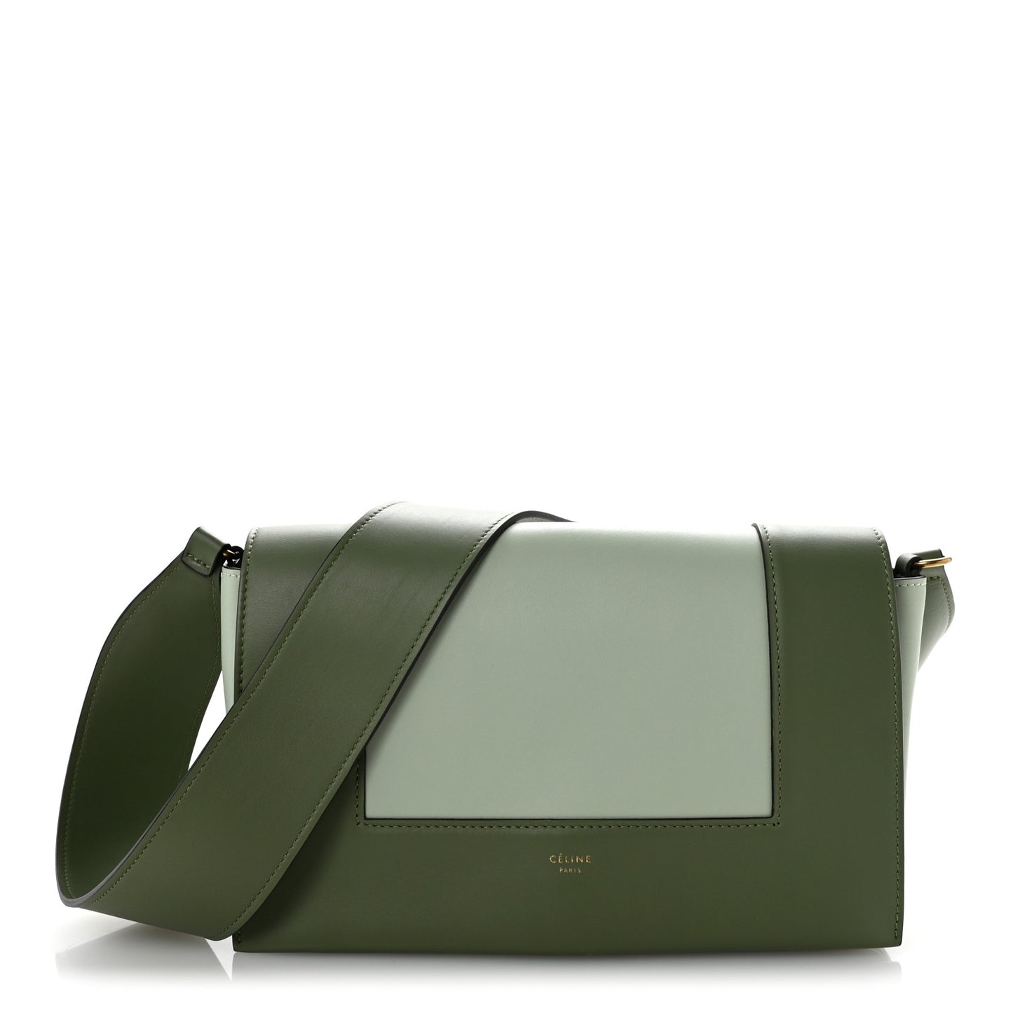 Shiny Smooth Calfskin Medium Frame Shoulder Bag Olive Pastel Green