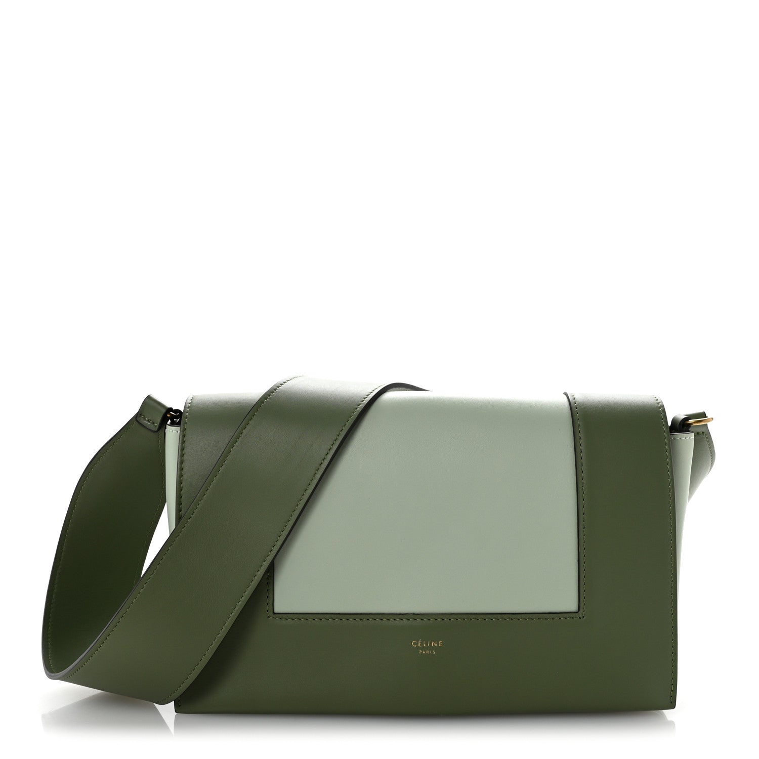 Celine Shiny Smooth Calfskin Medium Frame Shoulder Bag Olive Pastel Green 1 of 12
