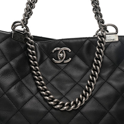 Chanel Calfskin Quilted Large Shopping In Chains Tote Black 8 of 10