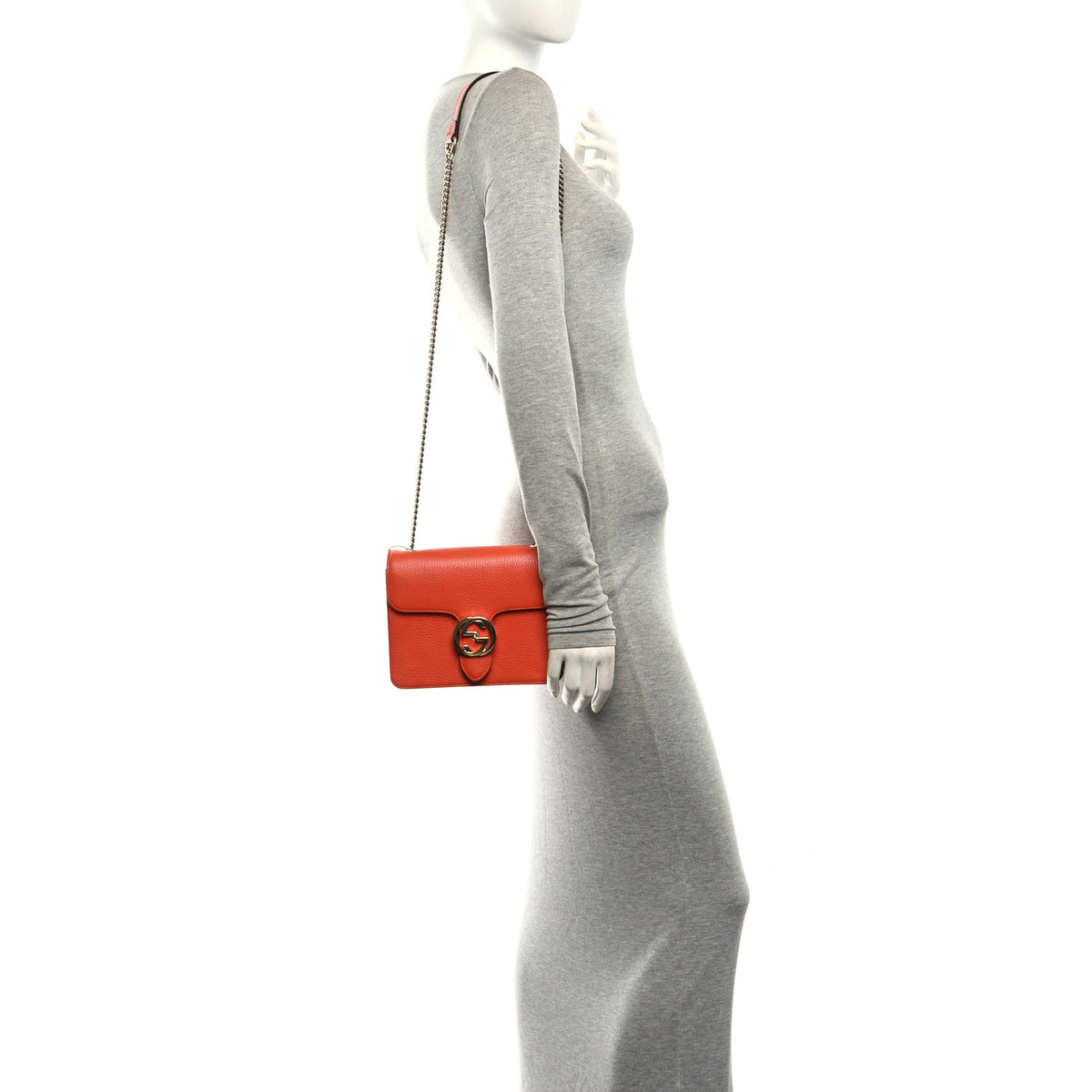 Gucci Dollar Calfskin Small Interlocking G Shoulder Bag Sun Orange 2 of 10