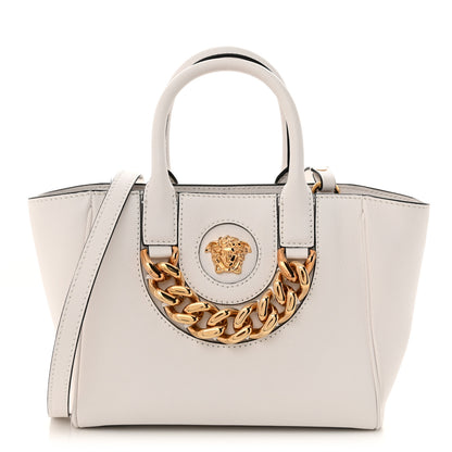 Versace Grained Calfskin Small La Medusa Chain Tote White 1 of 9