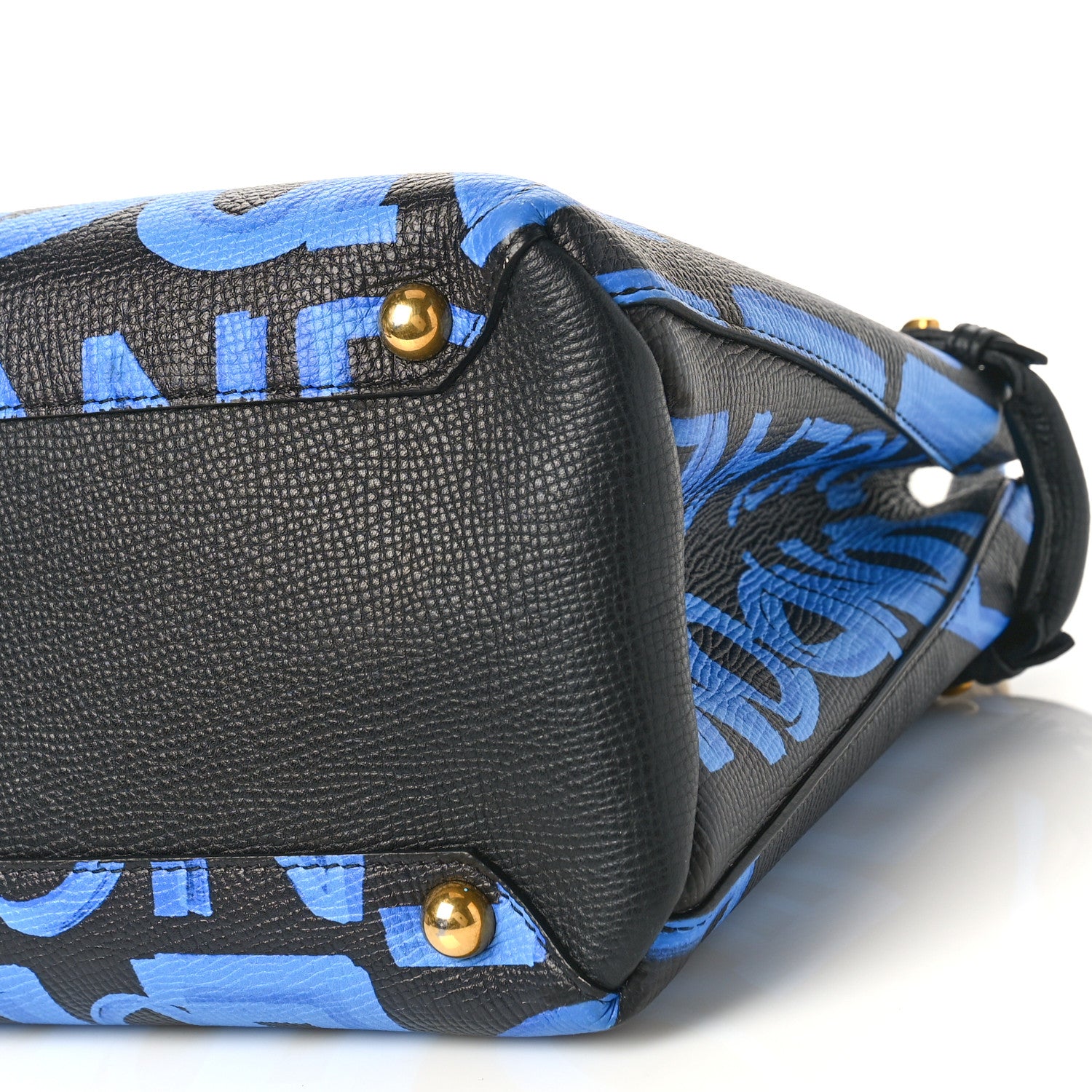 Burberry Grainy Calfskin Graffiti Print Medium Banner Tote Black 8 of 8