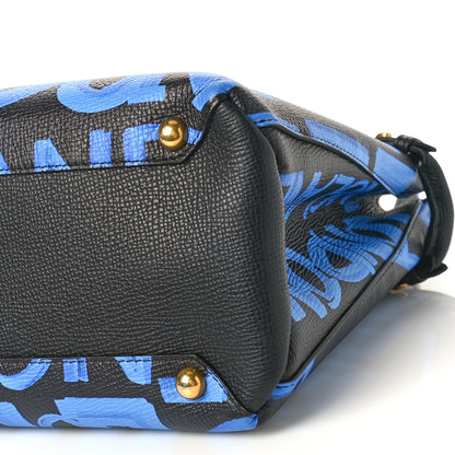 Burberry Grainy Calfskin Graffiti Print Medium Banner Tote Black 8 of 8