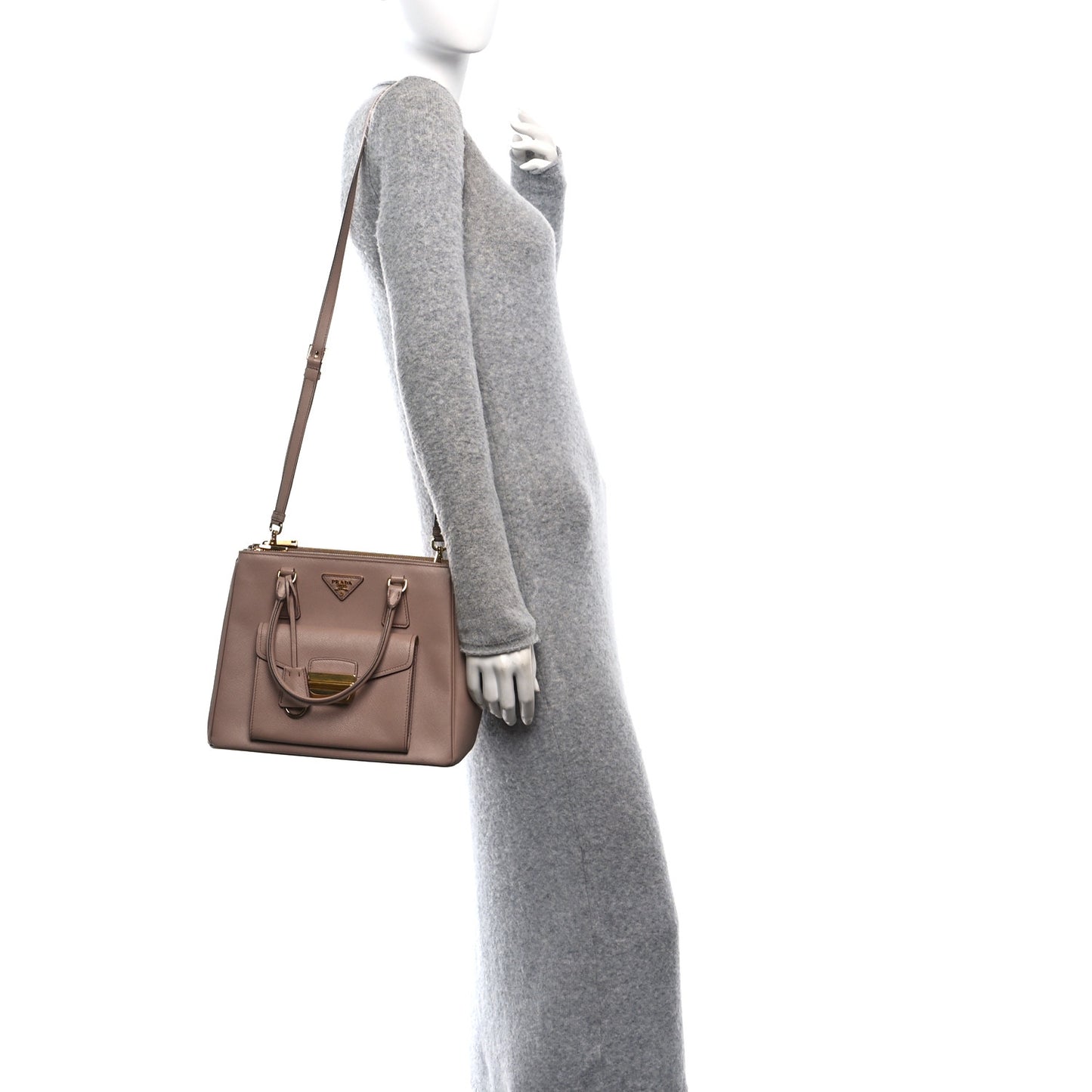 Saffiano Lux Galleria Front Pocket Tote Cipria