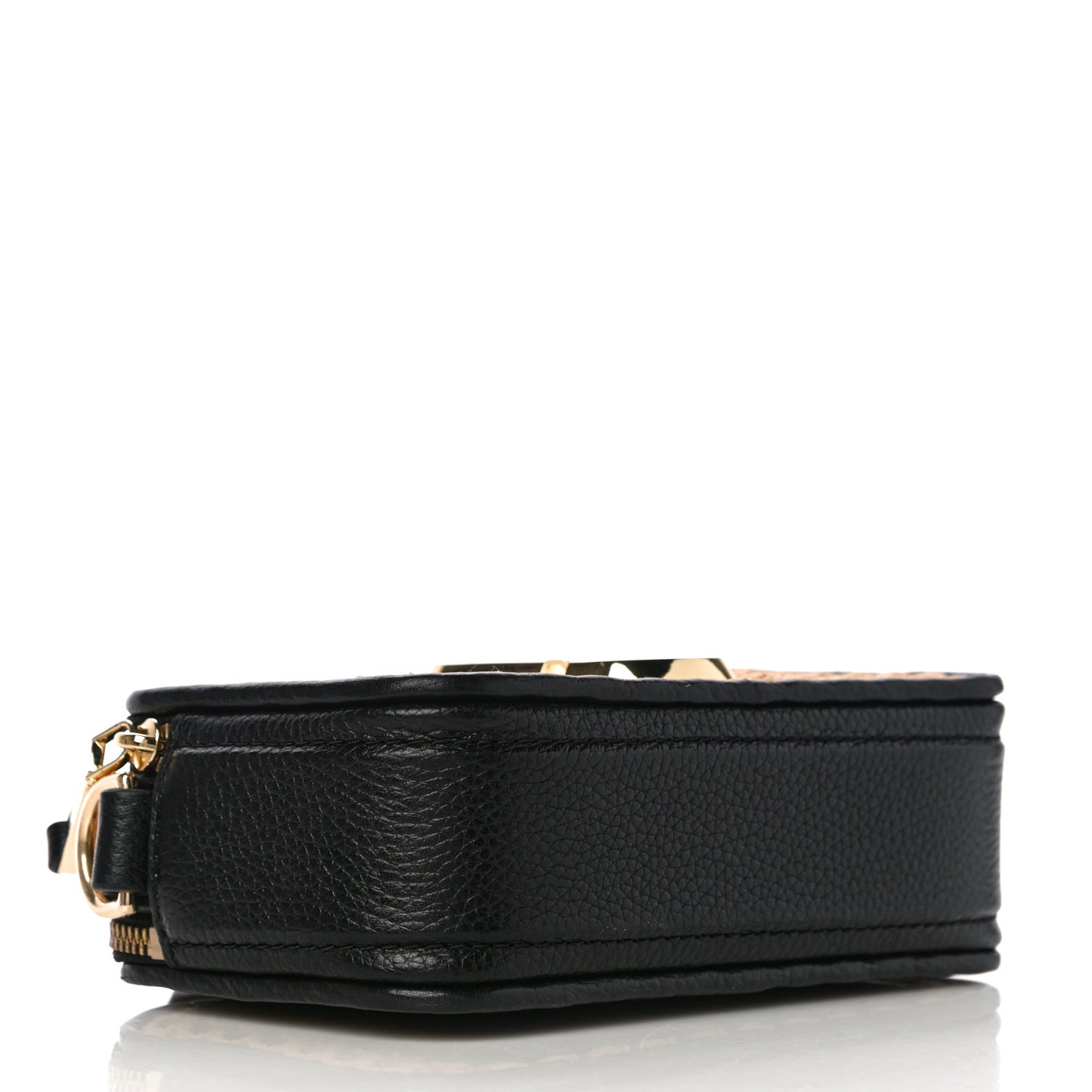 Calfskin Straw Small Snapshot Camera Bag Black