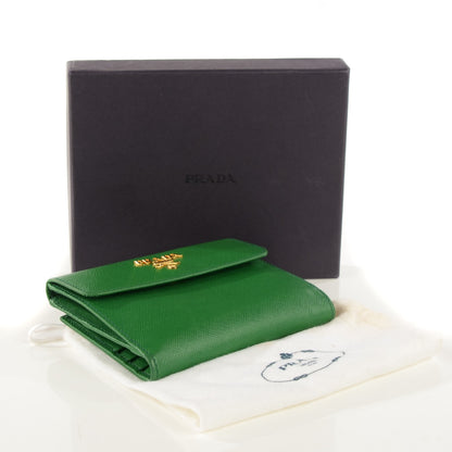 Prada Saffiano Metal Compact Wallet Verde 4 of 9