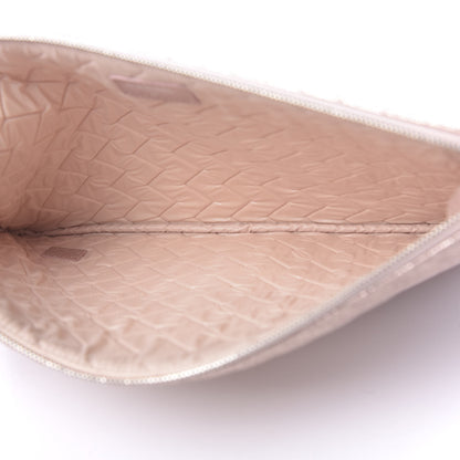 Chanel Metallic Crackled Goatskin Studded Chevron Quilted CC Large Zip Clutch Pink 5 of 7