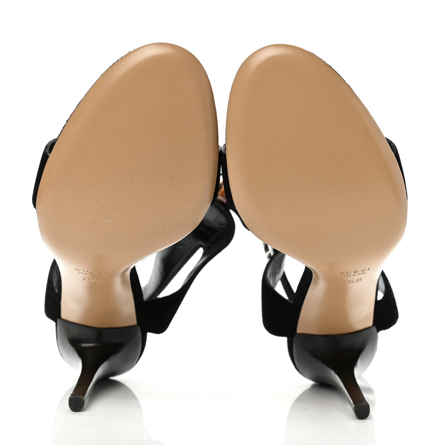 Gucci Suede Horsebit Bamboo Strap Sandals 7.5 Black 5 of 8