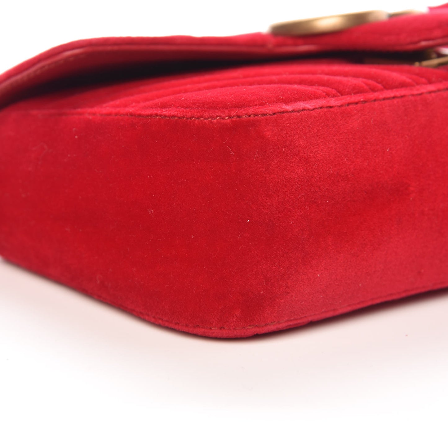 Velvet Matelasse Mini GG Marmont Shoulder Bag Hibiscus Red