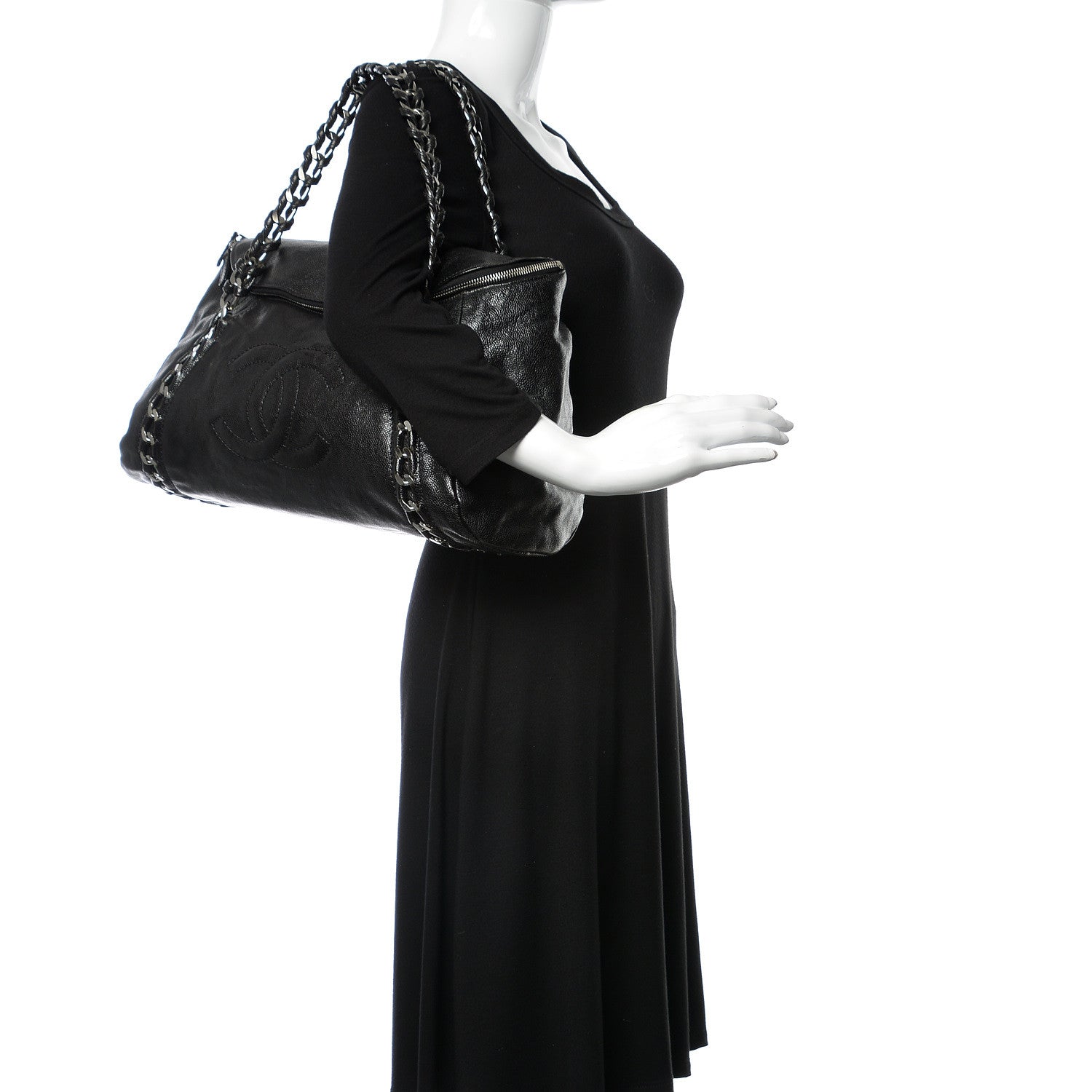 Chanel Glazed Caviar Modern Chain Tote Black 2 of 14